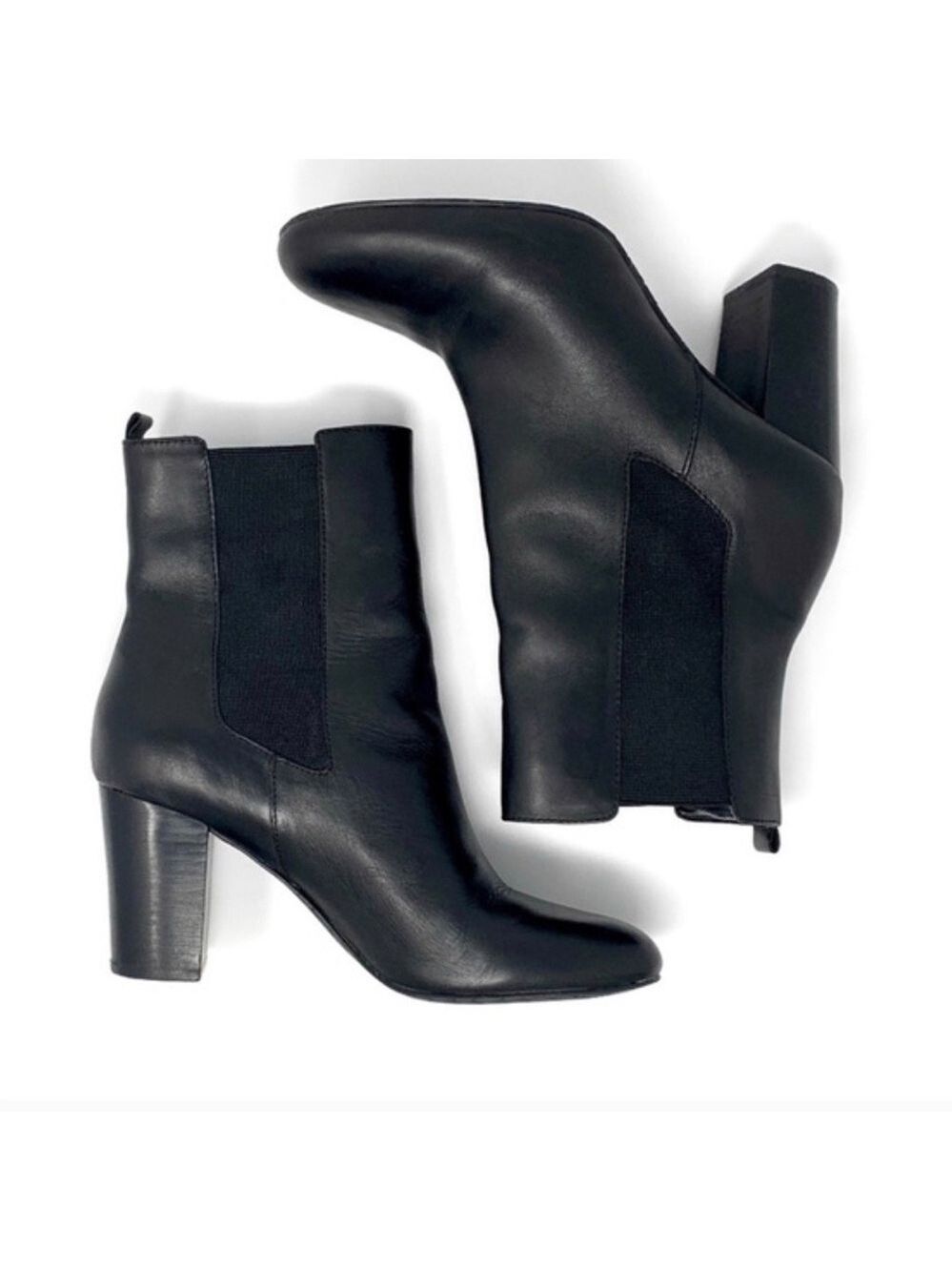 Elie Tahari black leather Garnet mid rise helped slip on bootie size 10